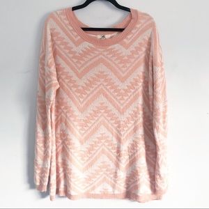 Soft Pink Sweater Aztec Print
